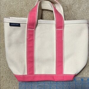 Lands' End Cream and Pink Canvas Tote